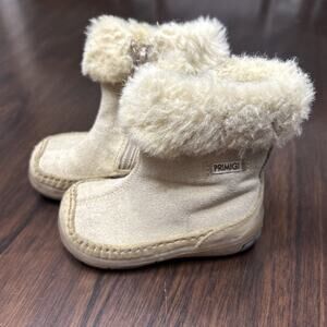 PRIMIGI Tan Suede Leather Toddler Boots w/ Fur Euro Sz 20 US 4.5 ITALYQuality